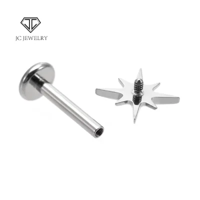 2025 Latest Astm Modern Style 16G Spiral F136 Titanium Ear Bone Earrings Fashion Body Jewelry Zircon Star for Wedding Piercing