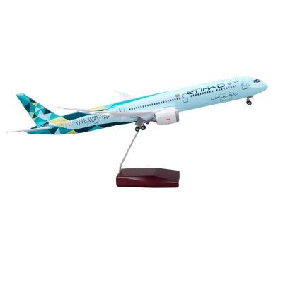 Green Type B787 Etihad Airplane with LED Lights Large Aircraft 787 43cm Aviation Collectible Gift