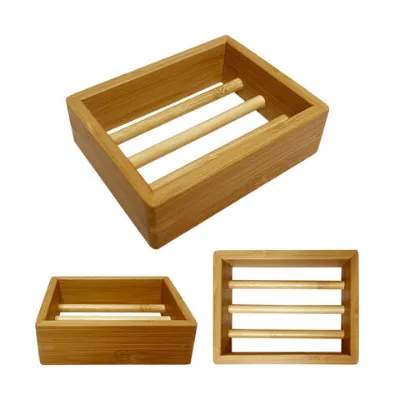 Bamboo Soap Dish, Bar Soap Holder with Self Draining Tray, Natural Waterfall Drain Soap Saver, Used for Bathroom, Kitchen