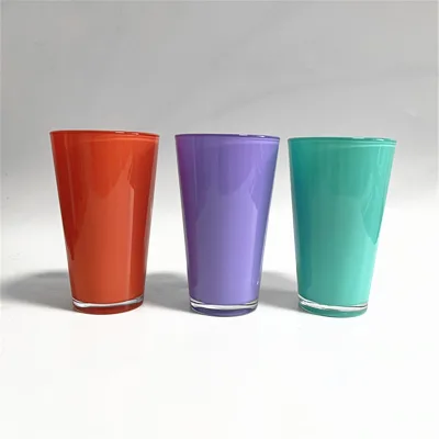 Colorful 16 oz Pint Glass Stable Beer Glass with Intricate Inside Color Design