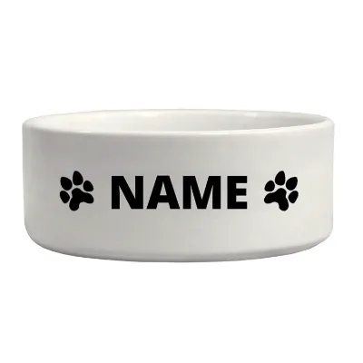 White Ceramic Dog Bowl Custom Dog Name Water Bowl: Ceramic Pet Bowl