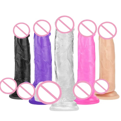 Wholesale Crystal Jelly Dildo for Female Masturbation Realistic Dildo Suction Cup Transparent Anal Plug Sex Product