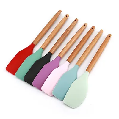 Professional Modern Baking Spatulas High Heat Resistance Eco-friendly Non-stick Silicone Wooden Dishwasher Safe Scraping Tools