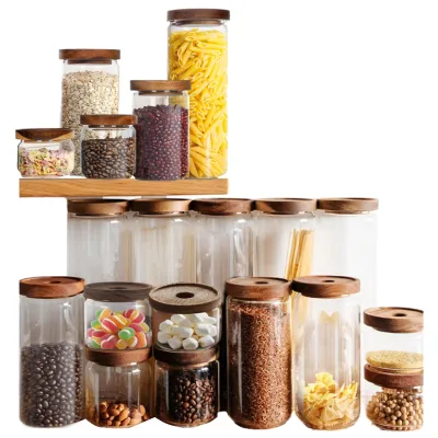 Food-Grade Safe Multi-Purpose Airtight Clear Transparent Eco-Friendly Borosilicate Glass Storage Jar with Silicone Ring Lid