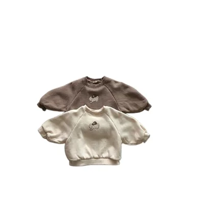 2023 Unique Spring and Autumn Toddler Girl Tops Kid French Terry Baby Cotton Embroidery Animal Child Casual Sweatshirt