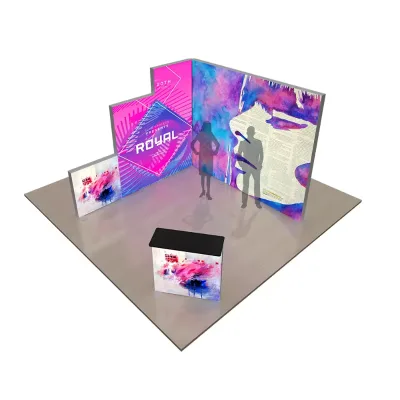 2024 Aluminum Profile Booth 3x3 10ft Diode Backlit Fabric Wall Standard Modular Commercial Booth Display Stand