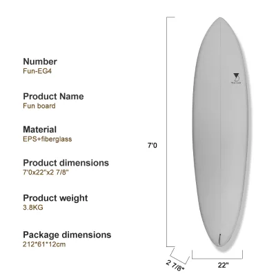 Full EPS Blank Surfboard Composite Laminated Structure Uniform Weight Distribution High Float Capacity for Family Beach Activity