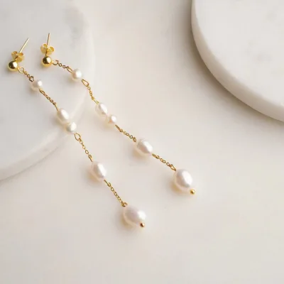 Freshwater Pearl Drop Earrings for Women Wedding Bridal Dangle Pearl Earrings Handmade Long Pearl Earrings Gift