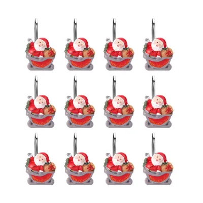 Professional custom Christmas curtain and set bathroom aluminum shower curtain hook leak-proof shower curtain hook