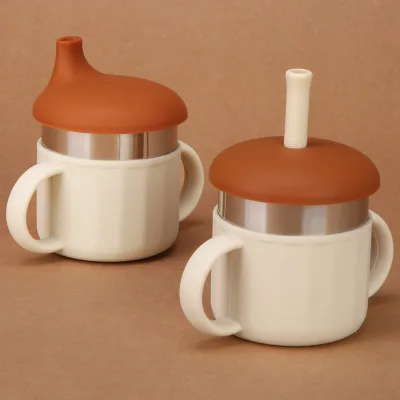 BPA-Free 304 Stainless Steel Toddler Nursing Feeding Set Customizable 3-in-1 Sublimation Straw Sippy Cups for Babies
