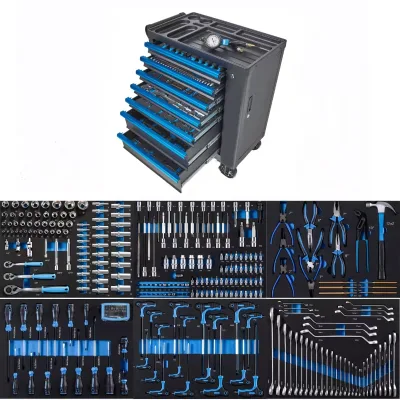 OEM OBM Supported 310-Pcs Heavy Duty Stainless Steel Tool Set 7-Drawers Rolling Box Tool Cabinet Cart Trolley Workshop Storage