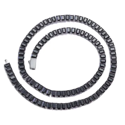 Factory Hip-Hop Cross-Border 6mm S925 Silver Rectangular Diamond-Studded Moissanite Tennis Chain Womens High-End