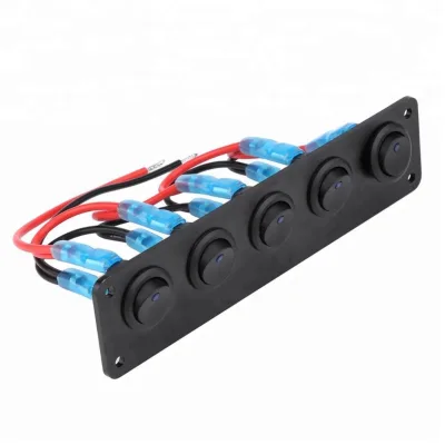 DC12-24V Alloy Switch Switch 5 Gang Rocker Switch Panel