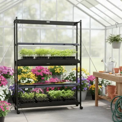 High-Intensity 2-Tier LED Grow Light 50% More Light Supports Plants From Seed to Flower to Fruit