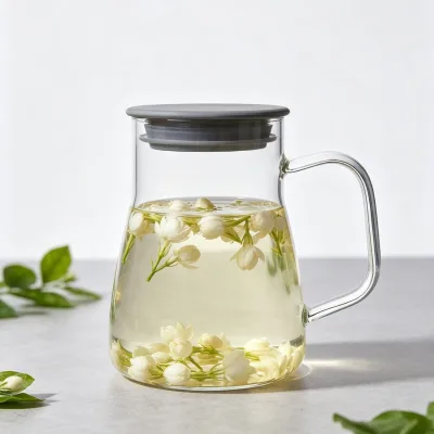 Heat Resistant High Borosilicate Glass Teapot with Stainless Steel Filter Lid, Stovetop Safe Tea Kettle for Loose Leaf Tea