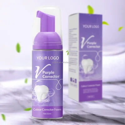 OEM Private Label Purple Colour Corrector Foam Teeth Whitening Mousse Freshing Breath Toothpaste Wholesale Custom Logo