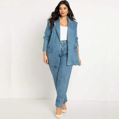 2022 Designer Purple Fashion Casual Wholesale Custom Two Piece Set Plus Size Elegant Long Oversized Female Blazers Ladies Women