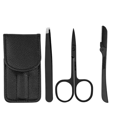 Private Logo Tweezers 3Pcs/4Pcs Eyelashes Tweezers Set Stainless Steel Eyebrow Scissor Lash Accessories Tools