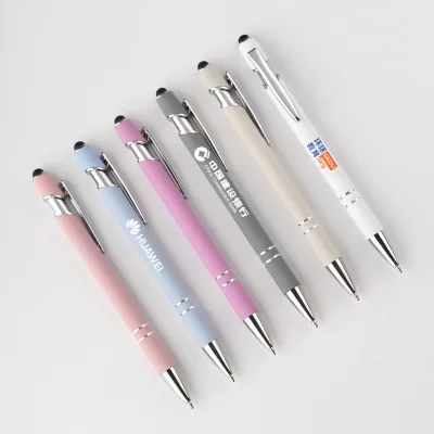 Promotional Cheapest Aluminum Ballpoint Stylus Pen With Soft Rubber Touch Screens Cheap Custom Logo for Mobile Phone Ball Point