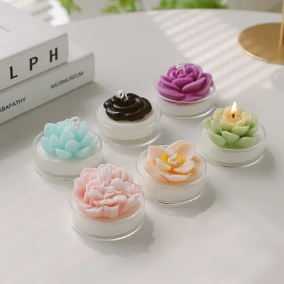 FRHY Handmade Luxury Rose Flower Candle Sets Succulent Scented Simulated Candles for Wedding Christmas & Thanksgiving-Hot Sale