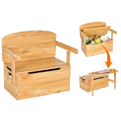 Kids Table and Chair Set Convertible Toy Storage Bench with Built-in Handle for Kindergarten Kids Room Playroom