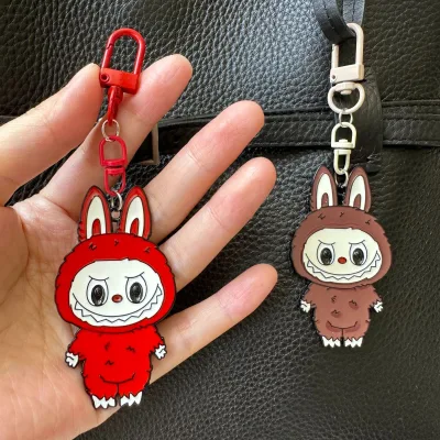 Cartoon Creative Labubu Keychain Girls Backpack Pendant Decoration Car Keyring Personality Kid Birthday Gift
