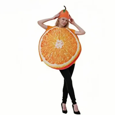 Adult Orange Slice Costume, Creative Fruit Themed Outfit, Funny Costume Set for Halloween Parties & Stage Performances