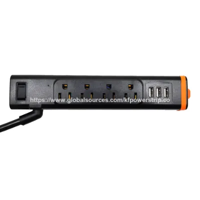 US 4 AC outlets 3 USB A surge protection extension power socket