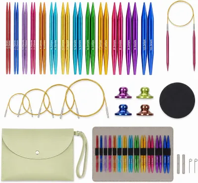 New Set of 13 Pairs Hand Woven Colored Circular Needles Travel Mini Diy Sewing Kits Simple Style