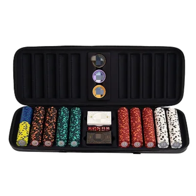 Customized High Quality Las Vegas Casino Leather Brief Poker Chip Case 500 1000 EVA Poker Chip Case