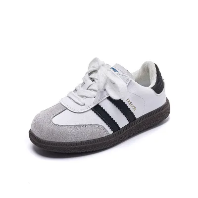 Autumn New Children's Shoes Girls' Genuine Leather Training White Shoes Boys' Lightweight Non slip Casual Shoes