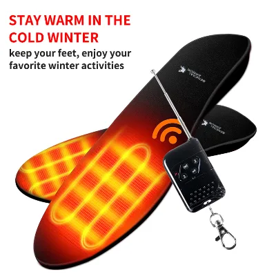 Wireless Remote Control Heated Insoles, 3 Temperature Adjustable USB Rechargeable Foot Warmers for Skiing Hiking