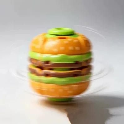 Creative Burger Pressing Spinning Top Rotating Decompression Educational Entertainment Plastic Toy for Boys and Girls Ages 7-60