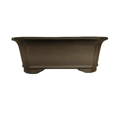 Double Draw-angle Rectangular Antique Style Grey Clay Unglazed Bonsai Pot & Clay Pot