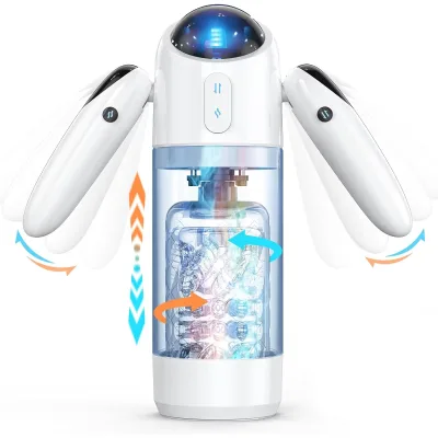 Automatic 4-Frequency Variable Speed 7-Mode ABS Male Masturbator Sex Toy with Telescopic Rotation and Masturbation Cup