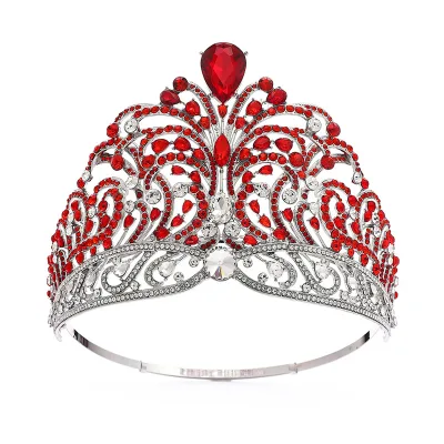 Wholesale Bride Tiara Crown Baroque Queen Bridal Wedding Tiaras Zinc Alloy Crystal Silver Head Accessories