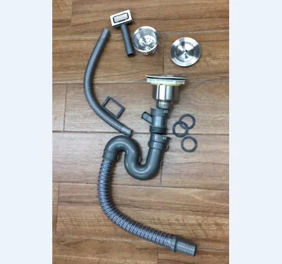 Modern Single Bowl Kitchen Sink PVC Drain Pipe Siphon Basket Strainer Chrome Plated Silver Grey Hotel Use Easy Waste Management
