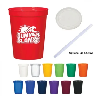 Recyclable 16oz 22oz Plastic Lid Straw Square Sports Stadium Cup Promotional Stadium Cup with Custom Logo
