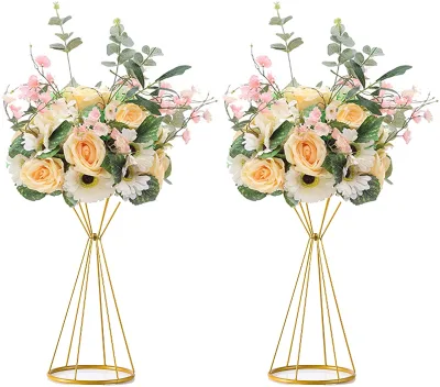 2022 New Gold Centerpieces for Table Wedding Geometric Metal Tall Wedding Backdrop Flower Stands