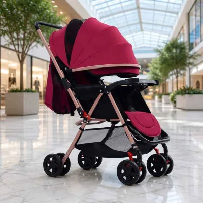 Compact Buggy Baby Stroller Small Fold Body Grey Cloth Face Black Rim Wheel City Ride Pram Walk