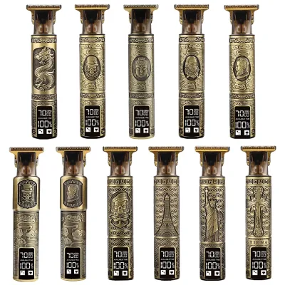 Professional LCD Hair Clipper for Men Rechargeable Hair Trimmer Machine OEM Power Time Charging Electric Clipper Vintage T9