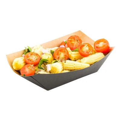 High Quality Disposable Paper Food Boats Shaped Trays Cakes Snack Kraft Paper Food Tray