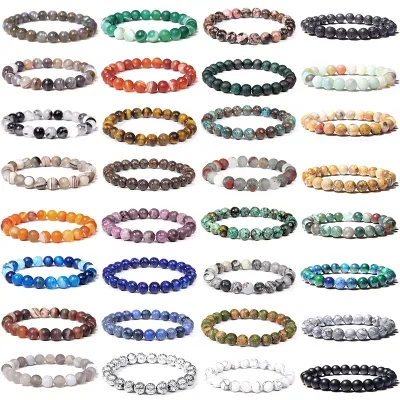 Natural Stone Beaded Stretch Bracelet 8mm Semi-Precious Gemstone Yoga Jewelry Perfect Gift for Women Crystal Healing Bracelet