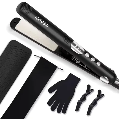 Dual-Purpose Ceramic Hair Straightener Curler 6 Temperature Settings Negative Ion Technology Spanish/French 130-230