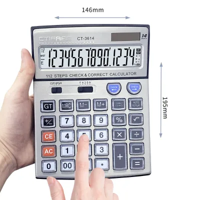 Large LCD Display Business Calculator with Big Size Numbers for School Office Accounting Use Manufactured by Digits Display