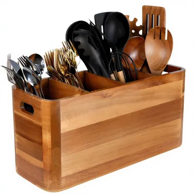 Factory Customizable Eco-Friendly wooden utensil holder  for Kitchen Organization wholesale wooden kitchen utensil holder