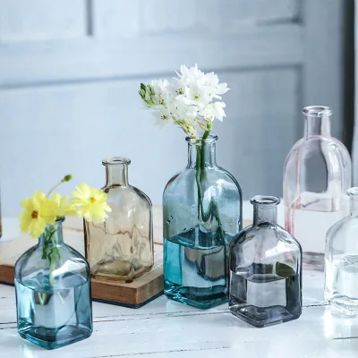 Home Decorative Crystal Glass Vase Transparent Creative Living Room Flower Vase Room Decorative Glass Jar Home Accessories Gift