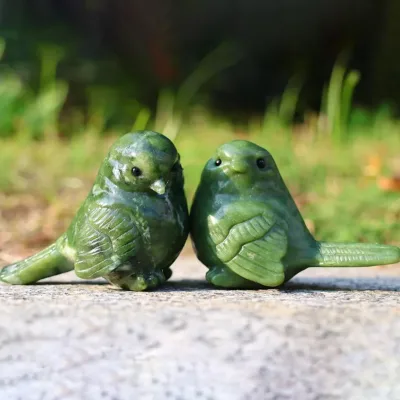 Wholesale Natural High Quality Green Serpentine Crystal Animals Reiki Yellow Jade Crystal Birds for Gifts Decoration