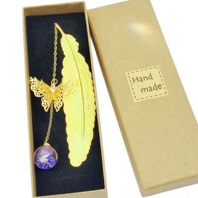 Custom Metal Butterfly Feather Promotional Bookmark