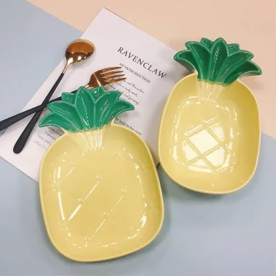 Wholesale Nordic Modern Pineapple Shape Ceramic Dinner Plate Set with Reactive Glaze for Restaurant Wedding Home Use